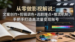 (17972期)从零做影视解说:文案创作+剪辑调色+选剧爆点+推流机制,手把手打造高流量变现账号-泰戈创艺资源库