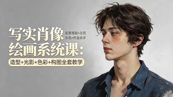 （17967期）写实肖像绘画系统课：造型+光影+色彩+构图全套教学，配套笔刷+示范+作业点评-泰戈创艺资源库