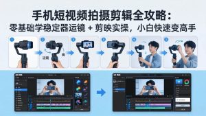 (18003期)手机短视频拍摄剪辑全攻略:零基础学稳定器运镜 + 剪映实操,小白快速变高手-泰戈创艺资源库