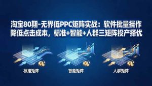 (17987期)淘宝80期-无界低PPC矩阵实战:软件批量操作降低点击成本,标准+智能+人群三矩阵投产择优-泰戈创艺资源库