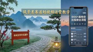 (17992期)风景类赛道短视频运营教学:诗词文学中式美学,新号养号对标账号定位,DOU+高性价比投放全流程-泰戈创艺资源库