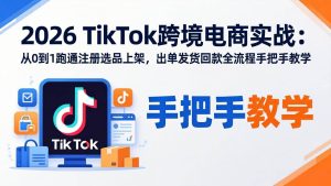 (18027期)2026TikTok跨境电商实战-更新:从0到1跑通注册选品上架,出单发货回款全流程手把手教学-泰戈创艺资源库
