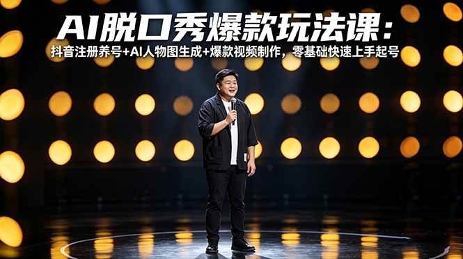 （18012期）AI脱口秀爆款玩法课：抖音注册养号+AI人物图生成+爆款视频制作，零基础快速上手起号-泰戈创艺资源库