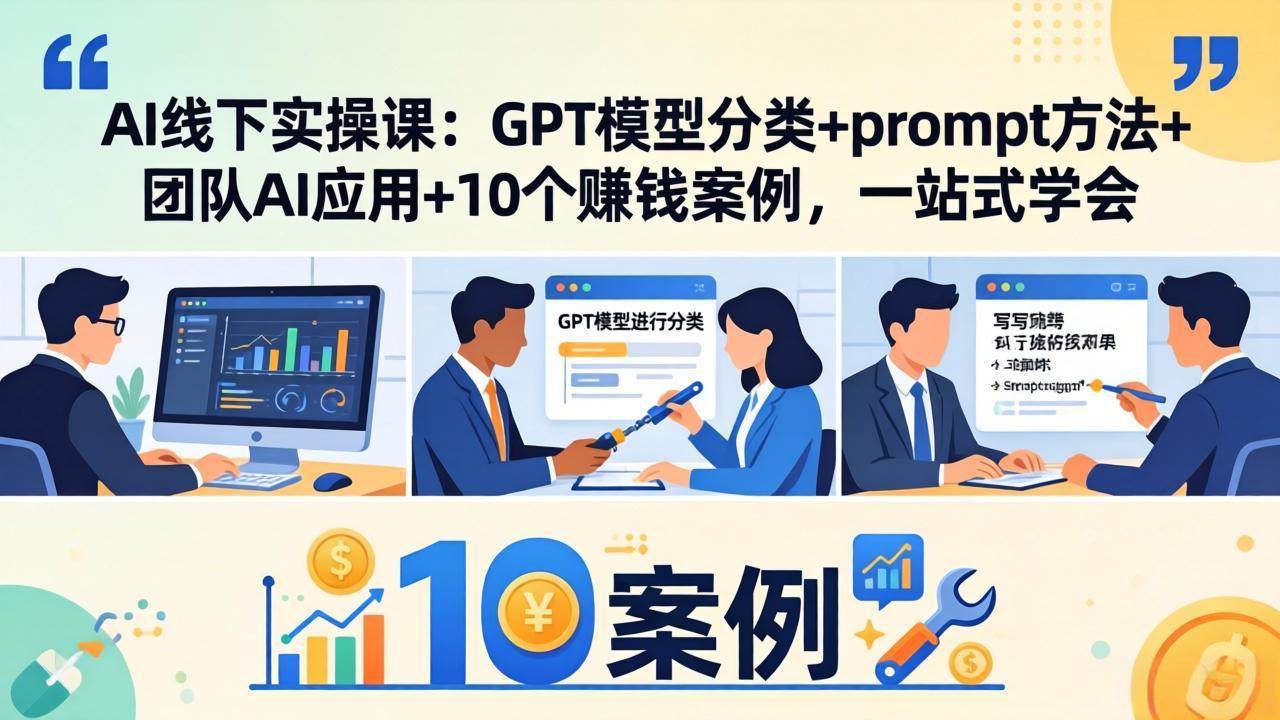 （18017期）AI线下实操课：GPT模型分类+prompt方法+团队AI应用+10个赚钱案例，一站式学会-泰戈创艺资源库