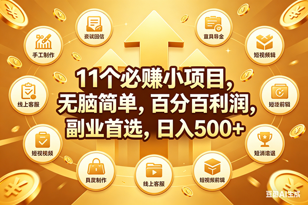 （18025期）11个必赚钱小项目，百分百有利润，无脑简单，副业首选，日入500+-泰戈创艺资源库