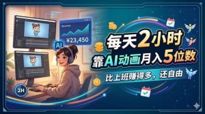 （18051期）每天 2 小时，靠 AI 动画月入 5 位数，比上班赚得多，还自由-泰戈创艺资源库