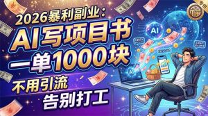 (18087期)2026暴利副业:AI 写项目书,一单 1000 块,不用引流,告别打工-泰戈创艺资源库