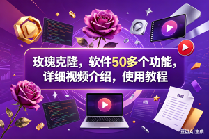 (18124期)玫瑰克隆,一键爆款工具,ai智能体软件,自媒体神器,60多个功能详细教程-泰戈创艺资源库