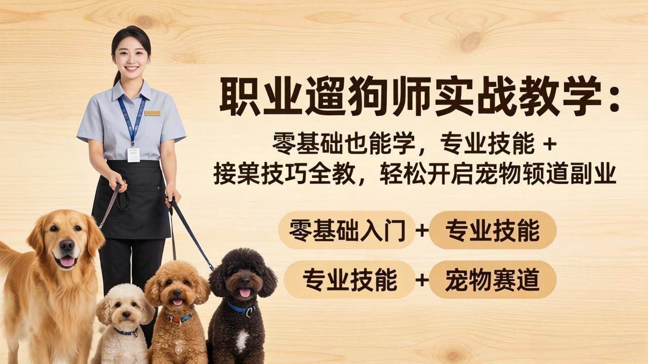 （18115期）职业遛狗师实战教学：零基础也能学，专业技能 + 接单技巧全教，轻松开启宠物赛道副业-泰戈创艺资源库