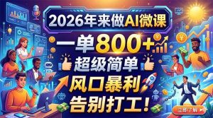 （18195期）2026年来做AI微课，一单800+，超级简单，风口暴利，告别打工！-泰戈创艺资源库