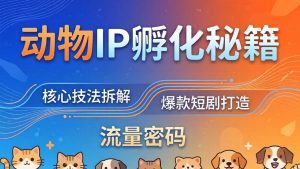 (18207期)动物IP孵化全套秘籍,三大核心技法拆解,打造爆款萌宠短剧,轻松拿捏赛道流量密码-泰戈创艺资源库