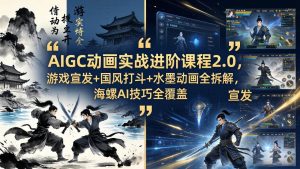 (18235期)AIGC动画实战进阶课程2.0,游戏宣发+国风打斗+水墨动画全拆解,海螺AI技巧全覆盖-泰戈创艺资源库