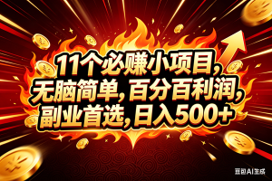 (18245期)11个必赚钱的小项目,百分百赚米,无脑简单,副业首选,日入300+-泰戈创艺资源库