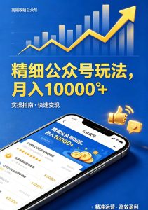 （18283期）精细公众号玩法，月入10000+，实操指南，快速变现-泰戈创艺资源库