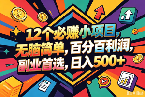 （18291期）12个必赚钱的小项目，百分百赚米，无脑简单，副业首选，日入600+-泰戈创艺资源库