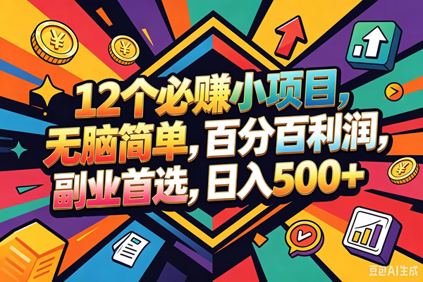 （18291期）12个必赚钱的小项目，百分百赚米，无脑简单，副业首选，日入600+-泰戈创艺资源库