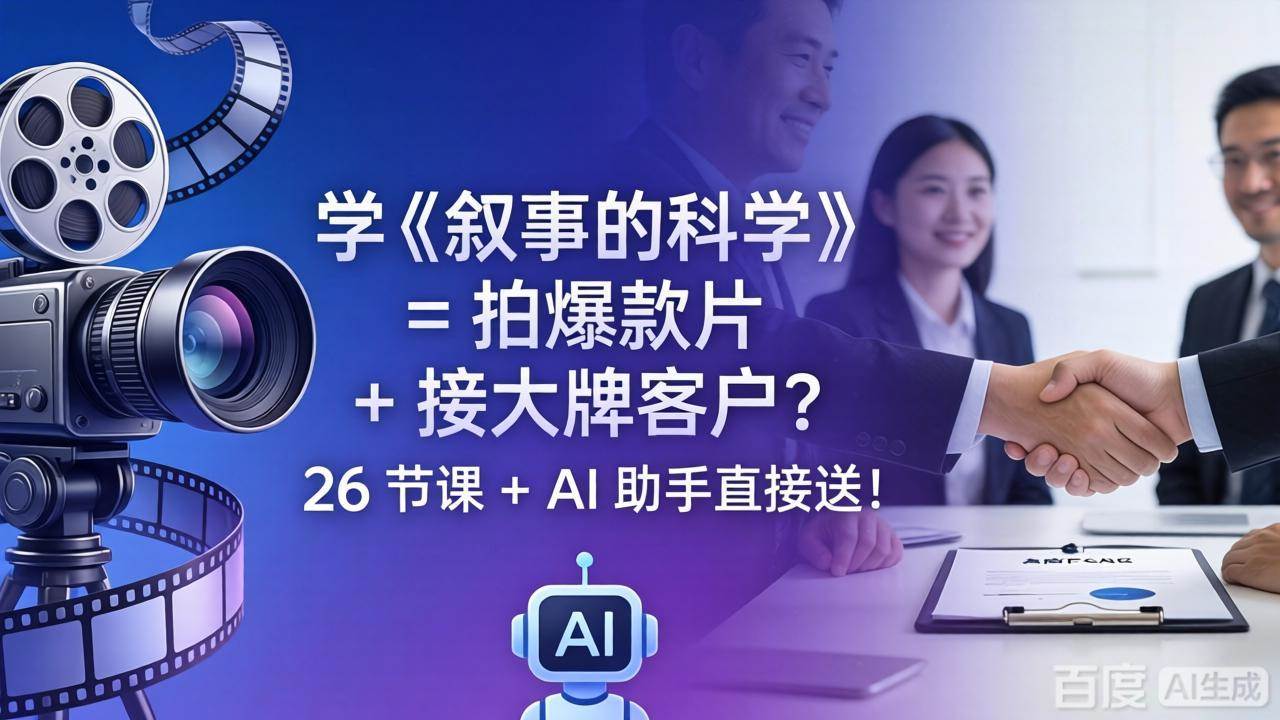 （18302期）学《叙事的科学》= 拍爆款片 + 接大牌客户？26 节课 + AI 助手直接送！-泰戈创艺资源库