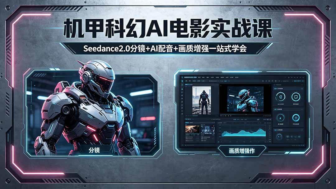 （18298期）机甲科幻 AI 电影实战课，Seedance2.0 分镜 + AI 配音 + 画质增强一站式学会-泰戈创艺资源库
