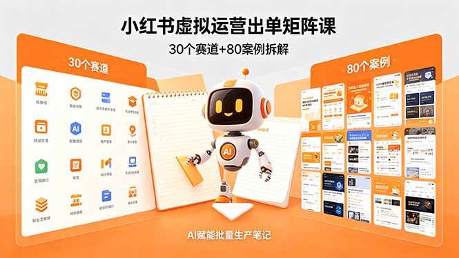 (18342期)小红书虚拟运营出单矩阵课:30个赛道+80案例拆解,AI赋能批量生产笔记-泰戈创艺资源库