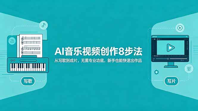 (18340期)AI音乐视频创作8步法:从写歌到成片,无需专业功底,新手也能快速出作品-泰戈创艺资源库