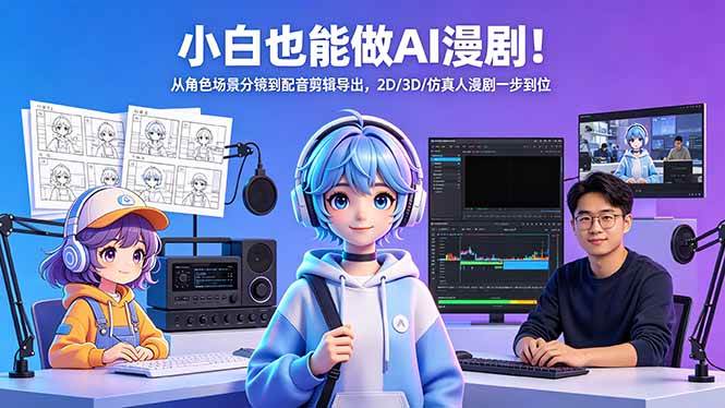 (18343期)小白也能做AI漫剧!从角色场景分镜到配音剪辑导出,2D/3D/仿真人漫剧一步到位-泰戈创艺资源库