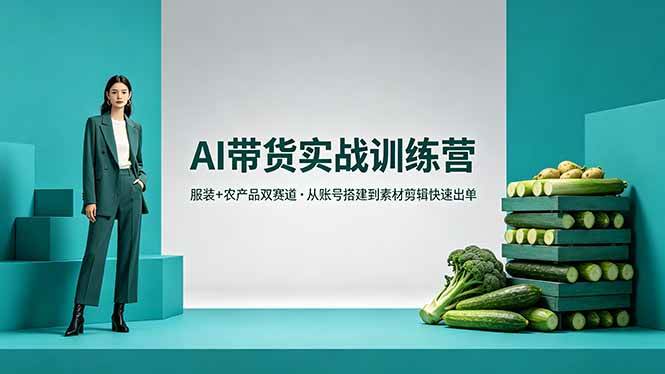 （18355期）AI带货实战训练营，服装+农产品双赛道，从账号搭建到素材剪辑快速出单-泰戈创艺资源库