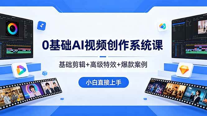 （18354期）0基础AI视频创作系统课，基础剪辑+高级特效+爆款案例，小白直接上手-泰戈创艺资源库