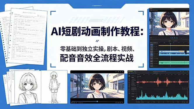 （18351期）AI短剧动画制作教程：零基础到独立实操，剧本、视频、配音音效全流程实战-泰戈创艺资源库