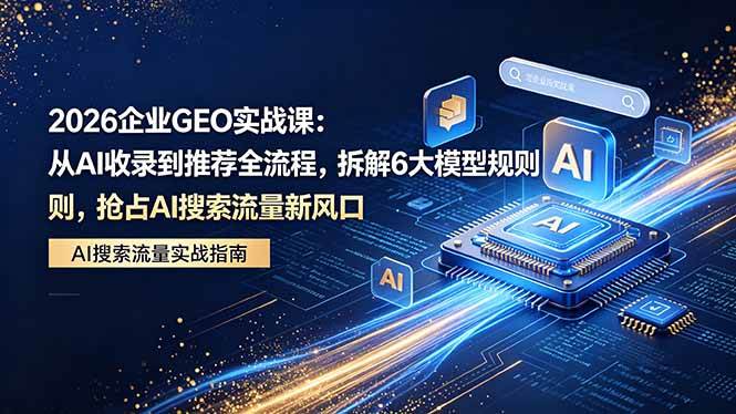 （18368期）2026 企业GEO实战课：从AI收录到推荐全流程，拆解6大模型规则，抢占 AI 搜索流量新风口-泰戈创艺资源库
