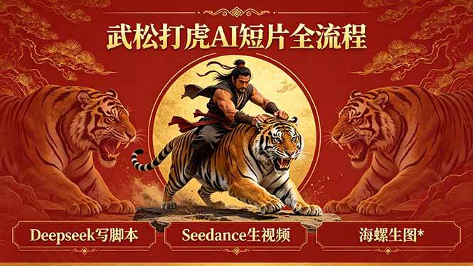 (18370期)武松打虎AI短片全流程:Deepseek写脚本+Seedance生视频+海螺生图-泰戈创艺资源库