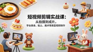 （18375期）短视频剪辑实战课：从拍摄到成片，学会美食、粘土、魔术等类型视频制作-泰戈创艺资源库