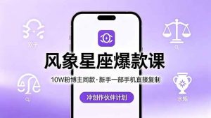 （18378期）10W粉博主同款：风象星座爆款课，新手一部手机直接复制，冲创作伙伴计划-泰戈创艺资源库