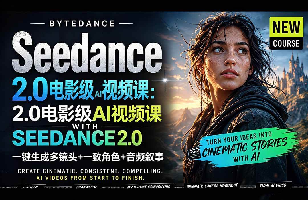 (18415期)Seedance 2.0电影级AI视频课:一键生成多镜头+一致角色+音频叙事-泰戈创艺资源库