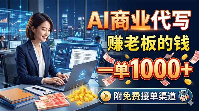 (18444期)AI商业代写,赚老板的钱,一单1000+,附免费接单渠道-泰戈创艺资源库