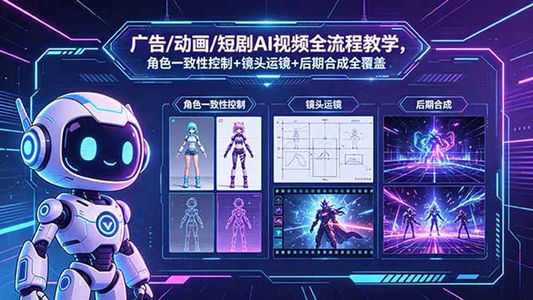(18455期)广告/动画/短剧AI视频全流程教学,角色一致性控制+镜头运镜+后期合成全覆盖-泰戈创艺资源库