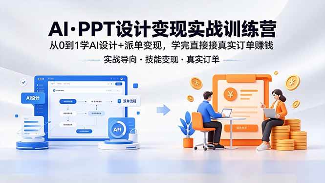 (18457期)AI·PPT设计变现实战训练营,从0到1学AI设计+派单变现,学完直接接真实订单赚钱-泰戈创艺资源库