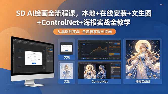 (18453期)SD AI绘画全流程课,本地+在线安装+文生图+ControlNet+海报实战全教学-泰戈创艺资源库