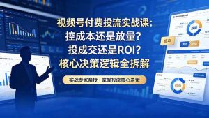 (18462期)视频号付费投流实战课-5月:控成本还是放量?投成交还是ROI?核心决策逻辑全拆解-泰戈创艺资源库
