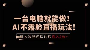 (18472期)一台电脑就能做!AI不露脸直播玩法,照抄流程轻松达标月入2W+-泰戈创艺资源库