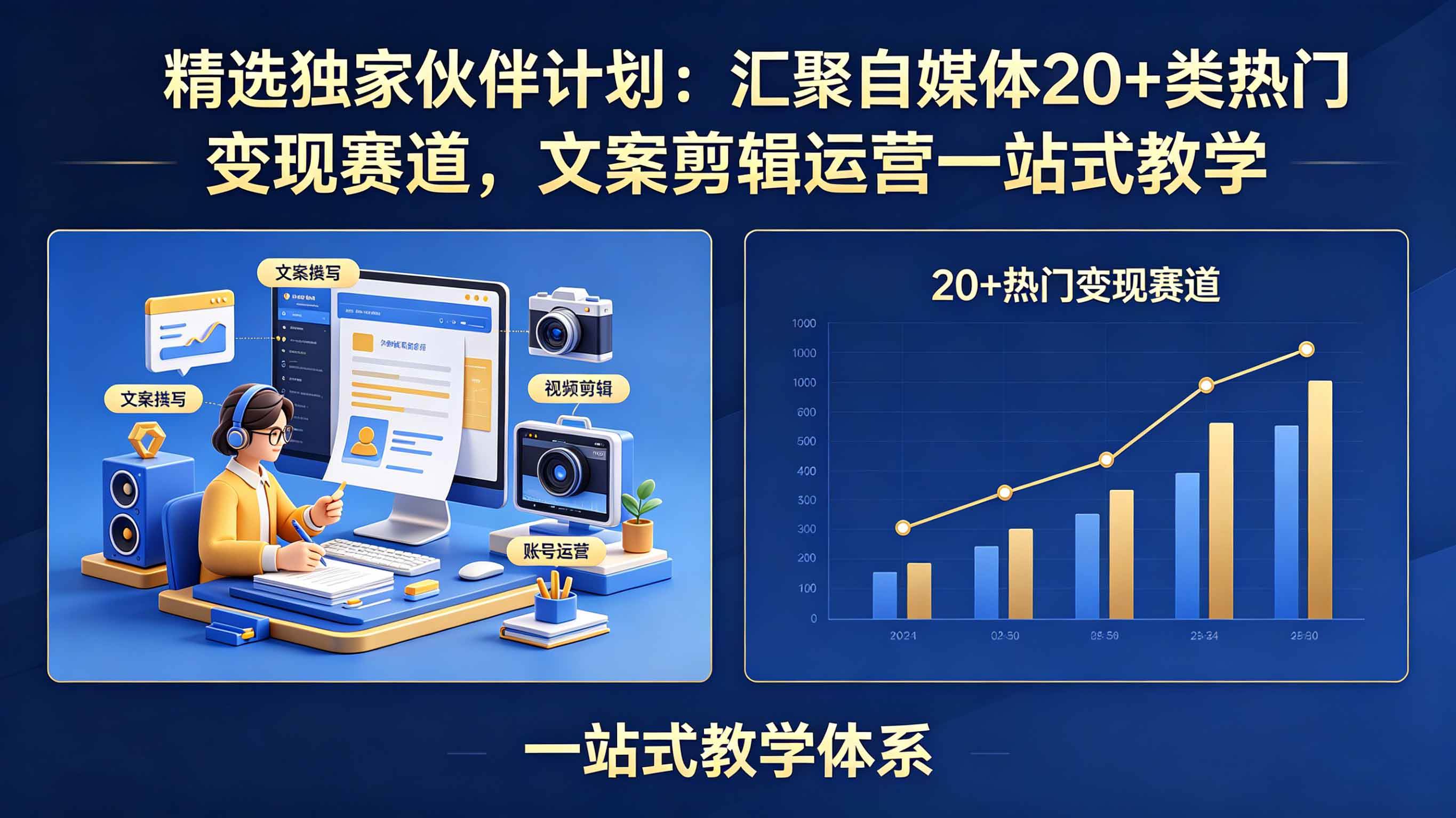 (18478期)精选独家伙伴计划:汇聚自媒体20+类热门变现赛道,文案剪辑运营一站式教学-泰戈创艺资源库