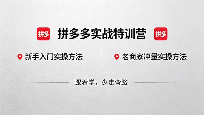 （18468期）拼多多实战特训营(更新5月15)：不管是新手入门或老商家冲量，都有实操方法，跟着学，少走弯路-泰戈创艺资源库