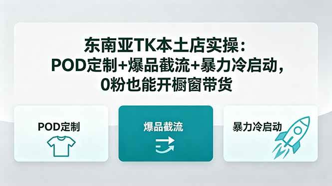 (18488期)东南亚TK本土店实操-5月更新:POD定制+爆品截流+暴力冷启动,0粉也能开橱窗带货-泰戈创艺资源库