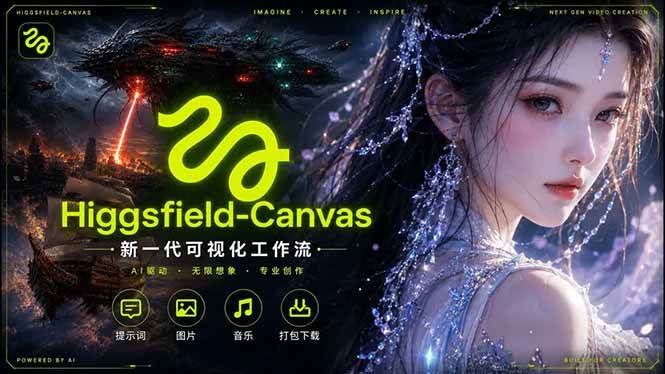 (18502期)Higgsfield Canvas AI视频制作详解,节点式工作流搭建,重构新式视频创作完整教程-泰戈创艺资源库