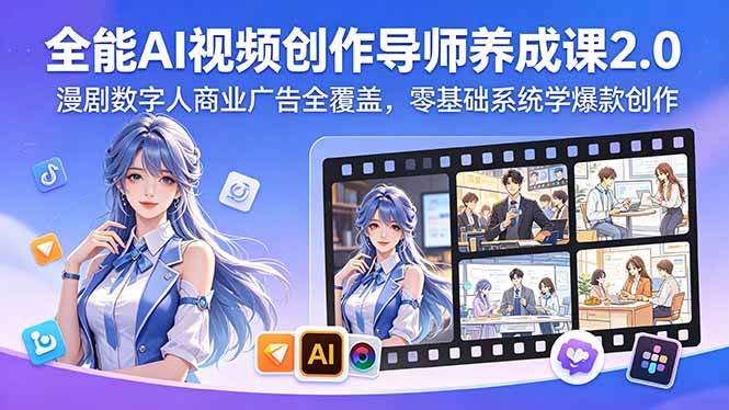 (18505期)全能AI视频创作导师养成课2.0,漫剧数字人商业广告全覆盖,零基础系统学爆款创作-泰戈创艺资源库