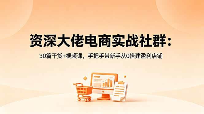 (18529期)资深大佬电商实战社群:30篇干货+视频课,手把手带新手从0搭建盈利店铺-泰戈创艺资源库