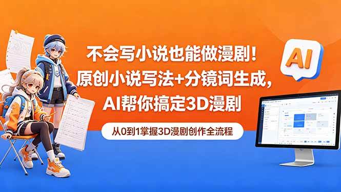 （18512期）不会写小说也能做漫剧！原创小说写法+分镜词生成，AI帮你搞定3D漫剧-泰戈创艺资源库