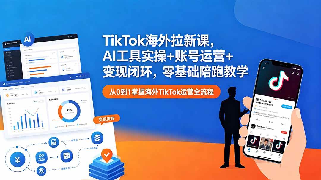 (18522期)TikTok海外拉新课,AI工具实操+账号运营+变现闭环,零基础陪跑教学-泰戈创艺资源库