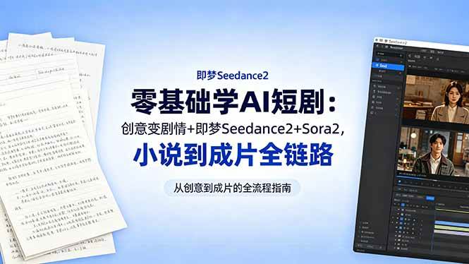 (18537期)零基础学AI短剧:创意变剧情+即梦Seedance2+Sora2,小说到成片全链路-泰戈创艺资源库