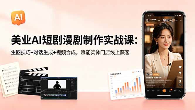 (18536期)美业AI短剧漫剧制作实战课:生图技巧+对话生成+视频合成,赋能实体门店线上获客-泰戈创艺资源库