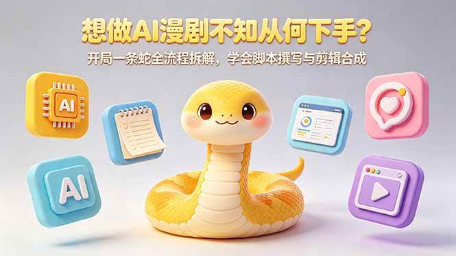 (18550期)想做AI漫剧不知从何下手?开局一条蛇全流程拆解,学会脚本撰写与剪辑合成-泰戈创艺资源库